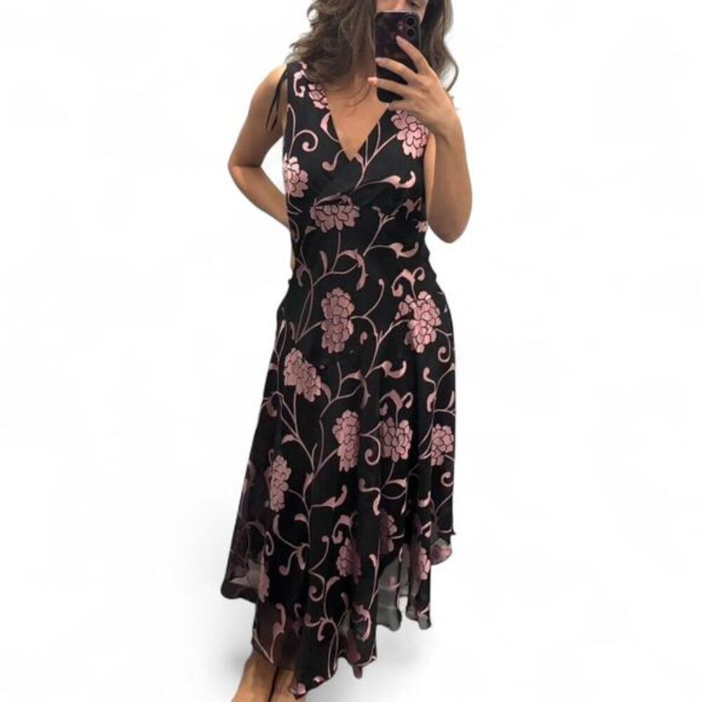 Vintage Y2K bias cut fairy Dressbarn floral midi dress sz 10